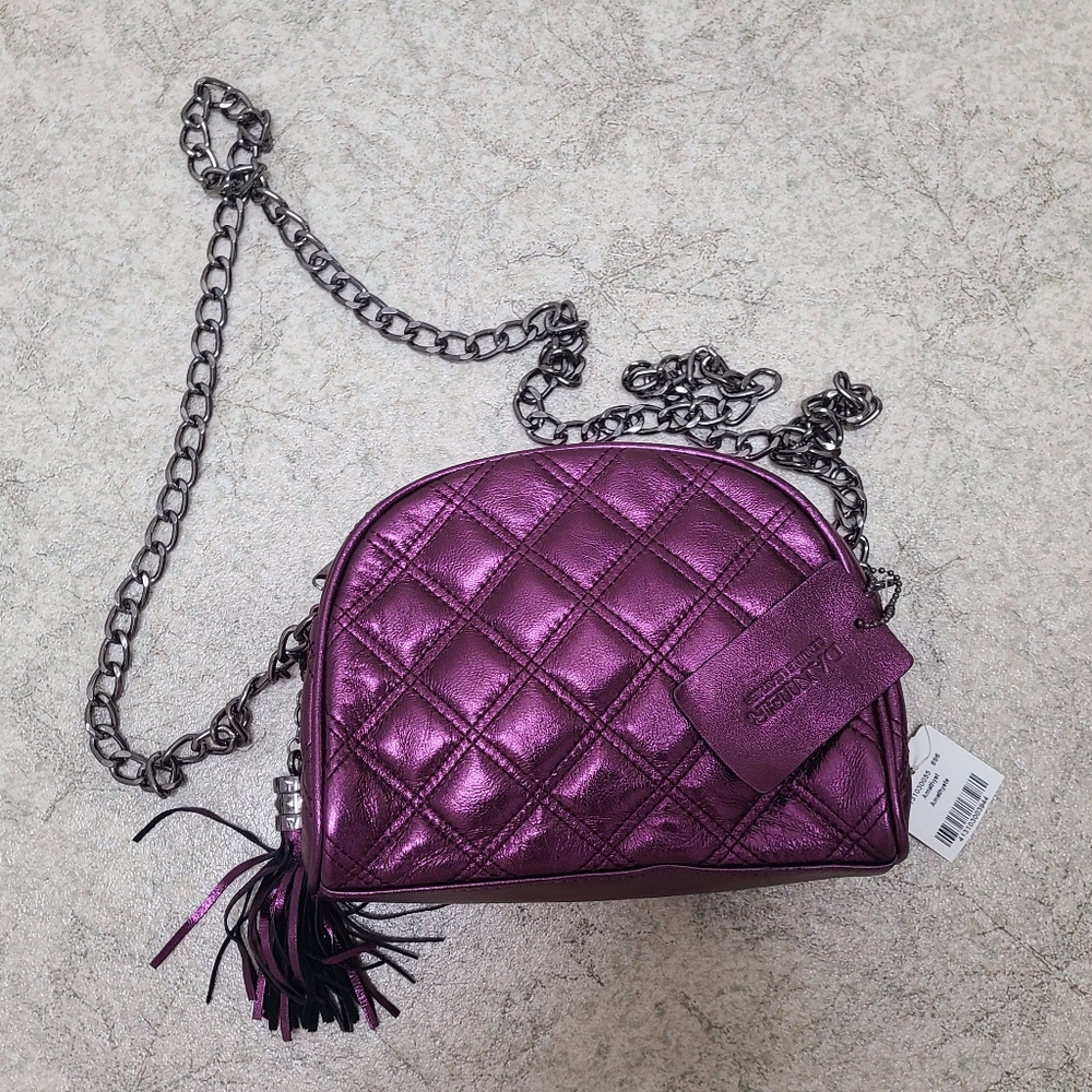 Danier quilted leather crossbody purse / bag with chain-link strap - NWT